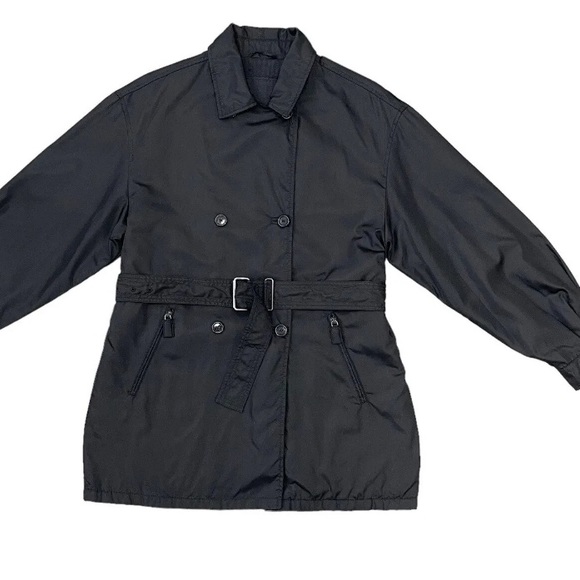 PRADA MILANO BLACK LABEL medium Navy belted double breasted short trench… - Picture 1 of 16